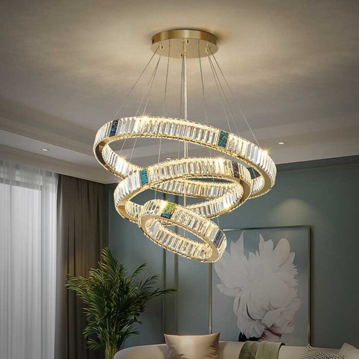 Auriel Crystal-Gold Chandelier